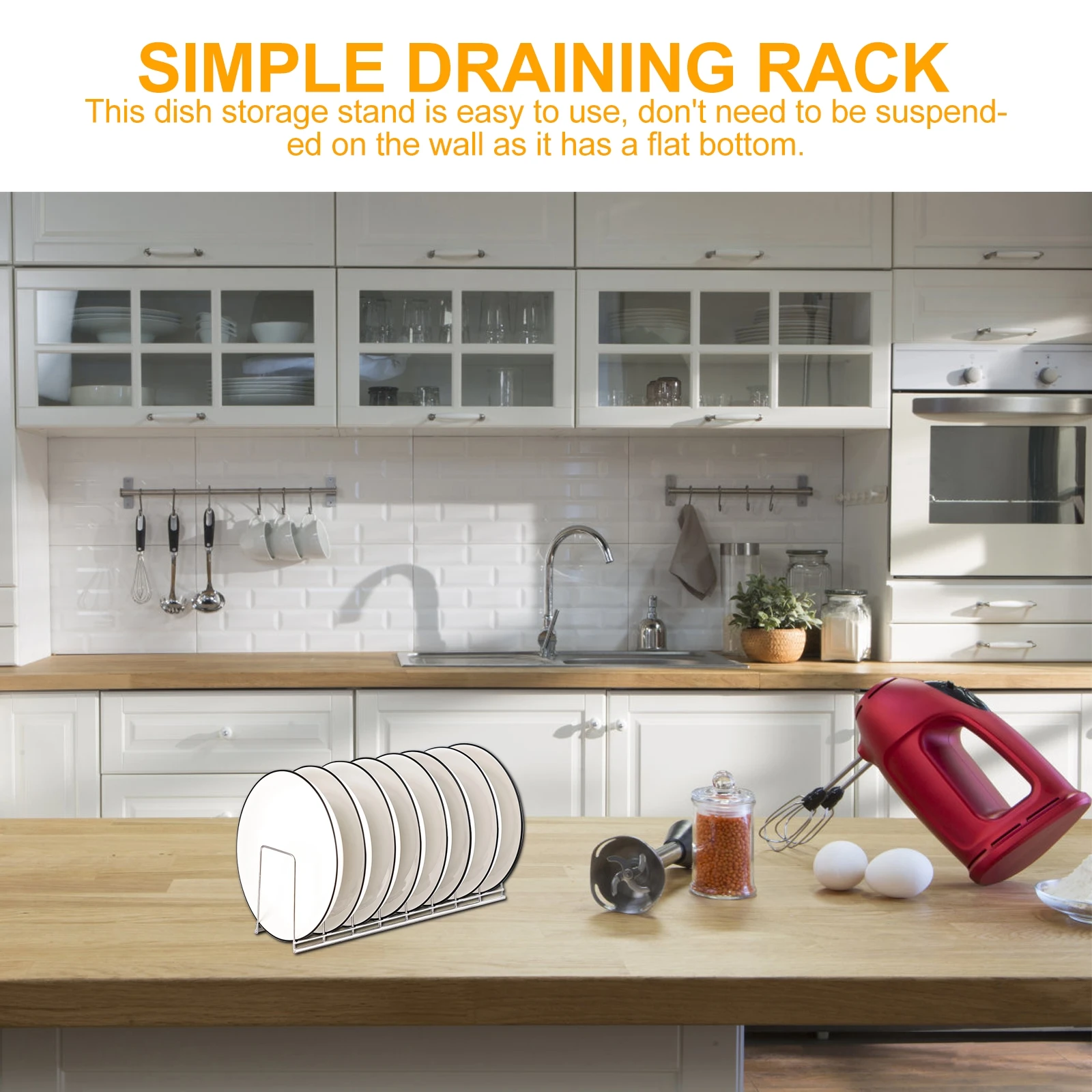 

Stainless Steel Simple Dish Multifunctional Plate Rack Kitchen Storage Holder Draining Function Bowl Pan Rack Stand Space Saving