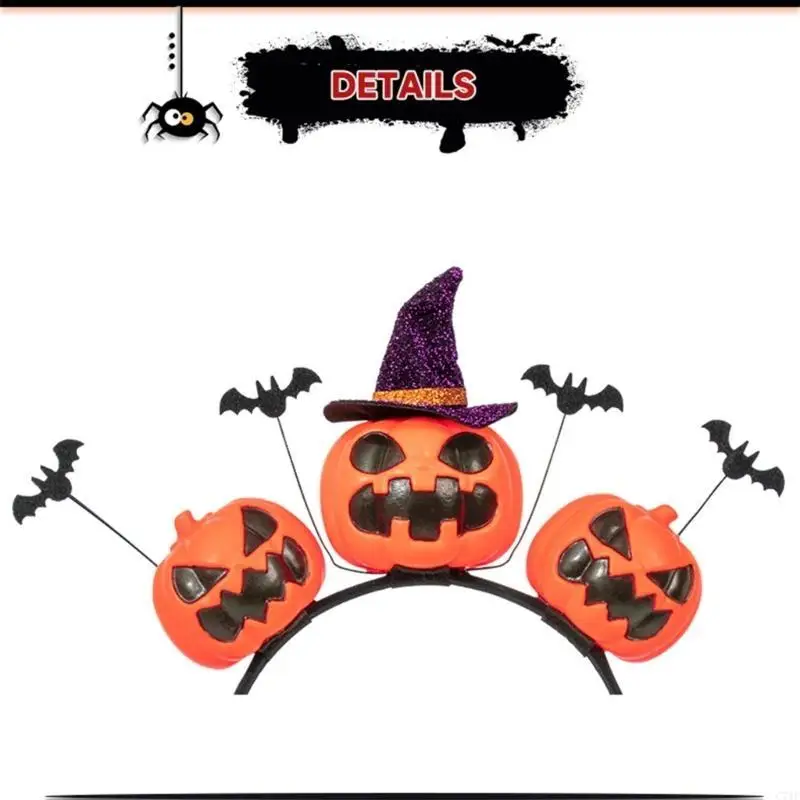 

C71F Halloween Pumpkin Hairhoop Dark Series Skull Headband Funny RolePlay Headband