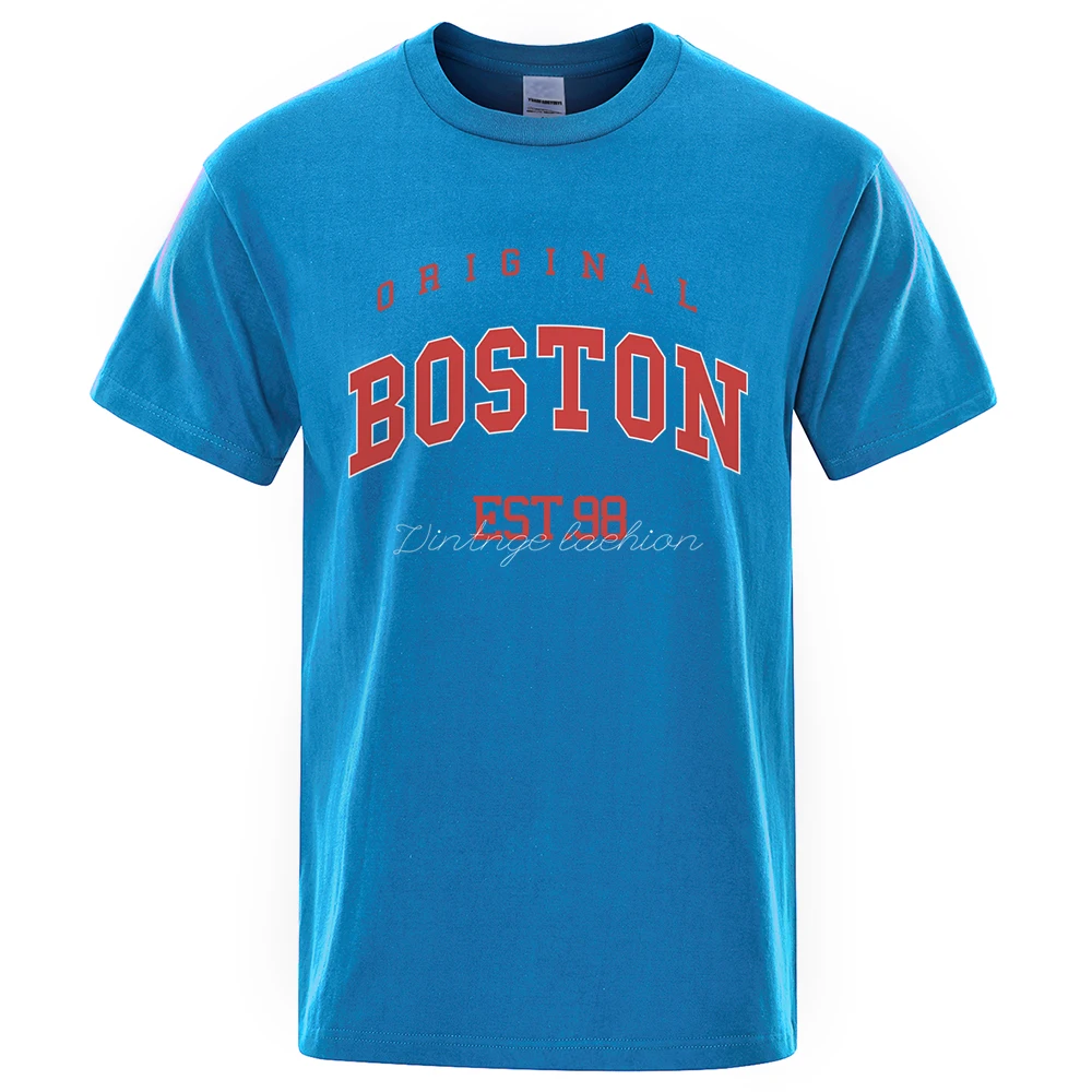 Original Boston Est.98 Street Letter Tshirt Men Casual Clothing Fashion Tee Clothes Funny T Shirts Breathable Cotton T-Shirts