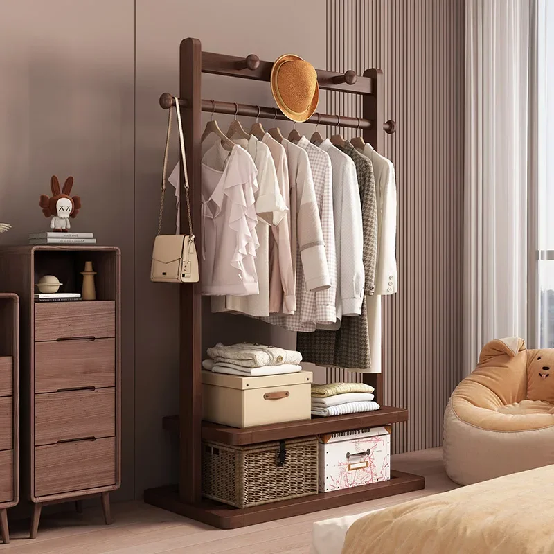 Internet Celebrity Movable New Chinese Hanger Floor-to-ceiling Bedroom Coat Rack Living Room Vertical Hanger Drying Clothes Rack
