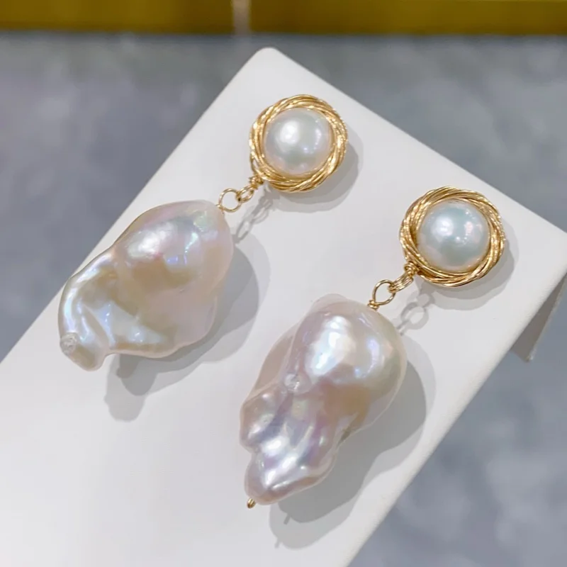 

SGARIT Trending 14k Filled Gold Earring Jewelry Freshwater Baroque Pearl Earrings Jewellery for Women