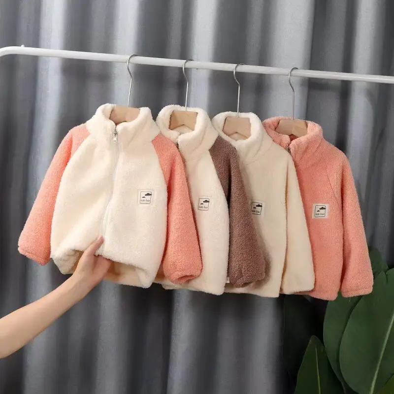 

Теплая утепленная куртка для мальчиков и девочек, осенне-зимнее пальто с воротником-стойкой, однотонное, комфортное, с цветовыми блоками, детская одежда