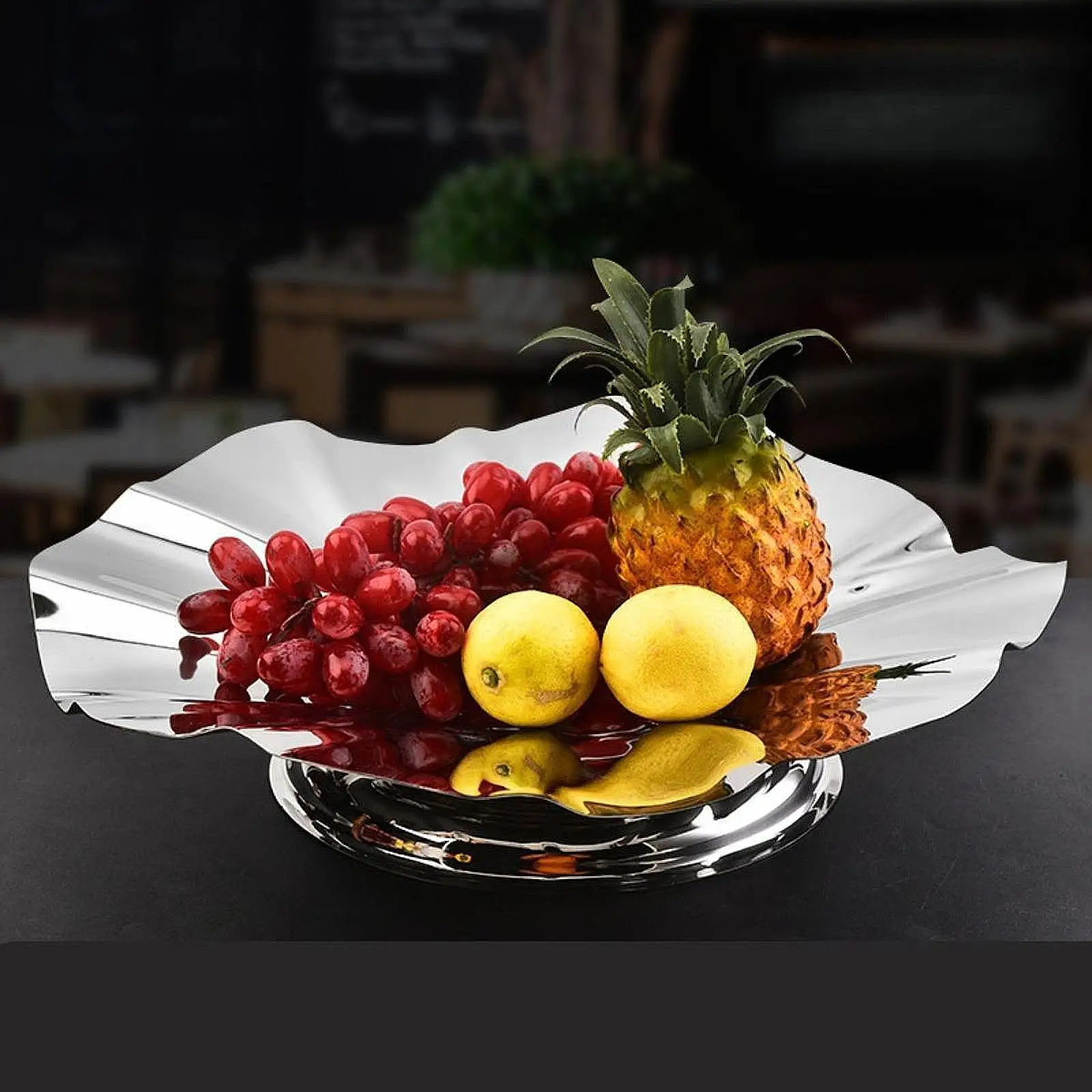 Stainless Steel Fruit Bowl Fruit Holder High Base Elegant Tea Party Dish Dessert