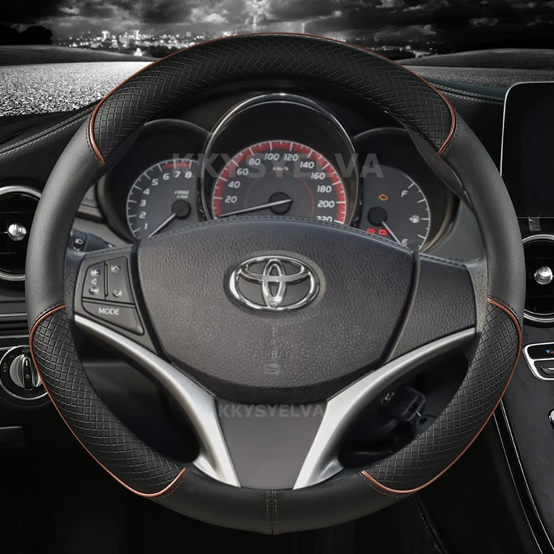 Microfiber Leather Car Steering Wheel Cover For Toyota Yaris Vios 2014 2015 2016 2017 2018 Auto Accessories