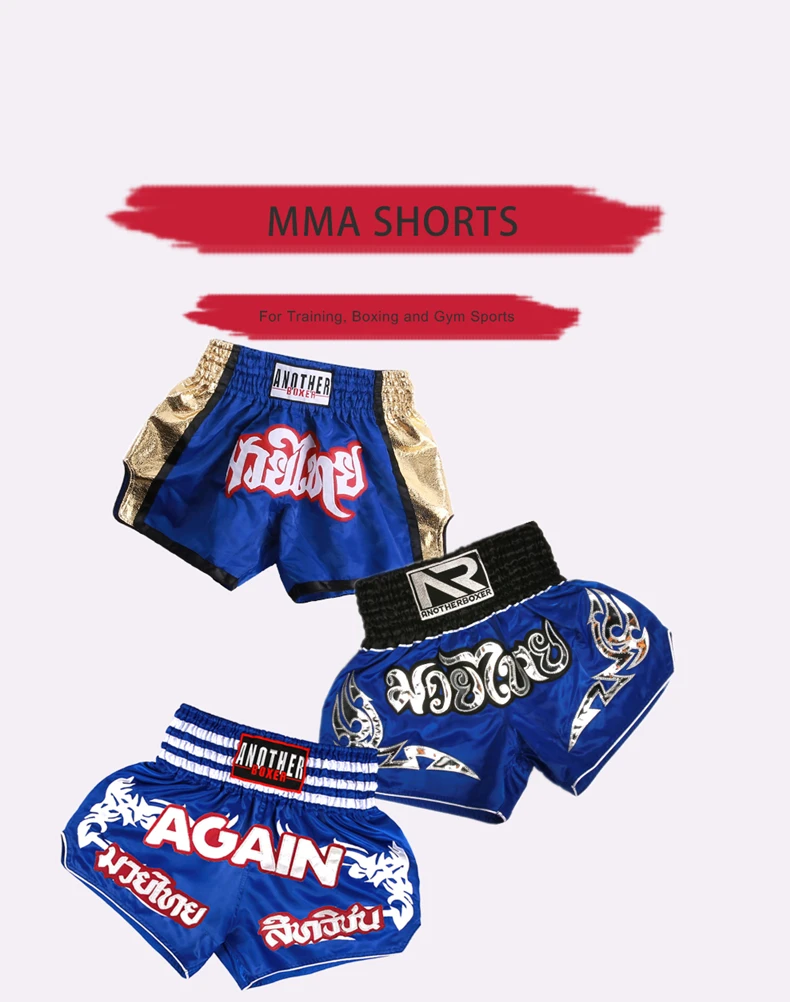 Boxkampf-Shorts für Männer und Frauen, Patchwork-Farbe, schmal geschnitten, MMA, Muay-Thai-Shorts, Herren, Kickbox-Kleidung, Kampfsport-Shorts – Detail 3