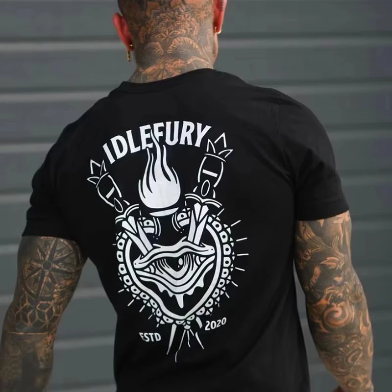 2026 New Hot Oversize West Coast Gang Bold Letter T-Shirt for Men - American Retro Motorcycle Style Cotton