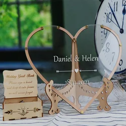 Custom Heart Unique Wedding Guest Book Decoration Memory Personalized Name Drop Box Signature Acrylic Guest Book Alternative