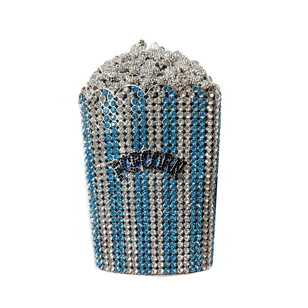 Multi Color Popcorn Ctystal Evening Clutch Purse Fashion Personality Rhinestone Party Prom Handbags Luxury Rainbow Bags for Lady