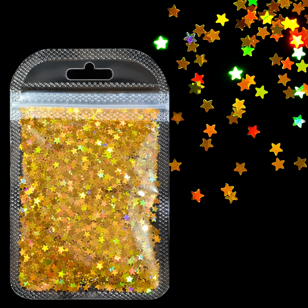 1 borsa laser olografica argento stella glitter per unghie paillettes net.10g stelle scintillanti nail art fiocco fai da te lucido manicure stella paillettes