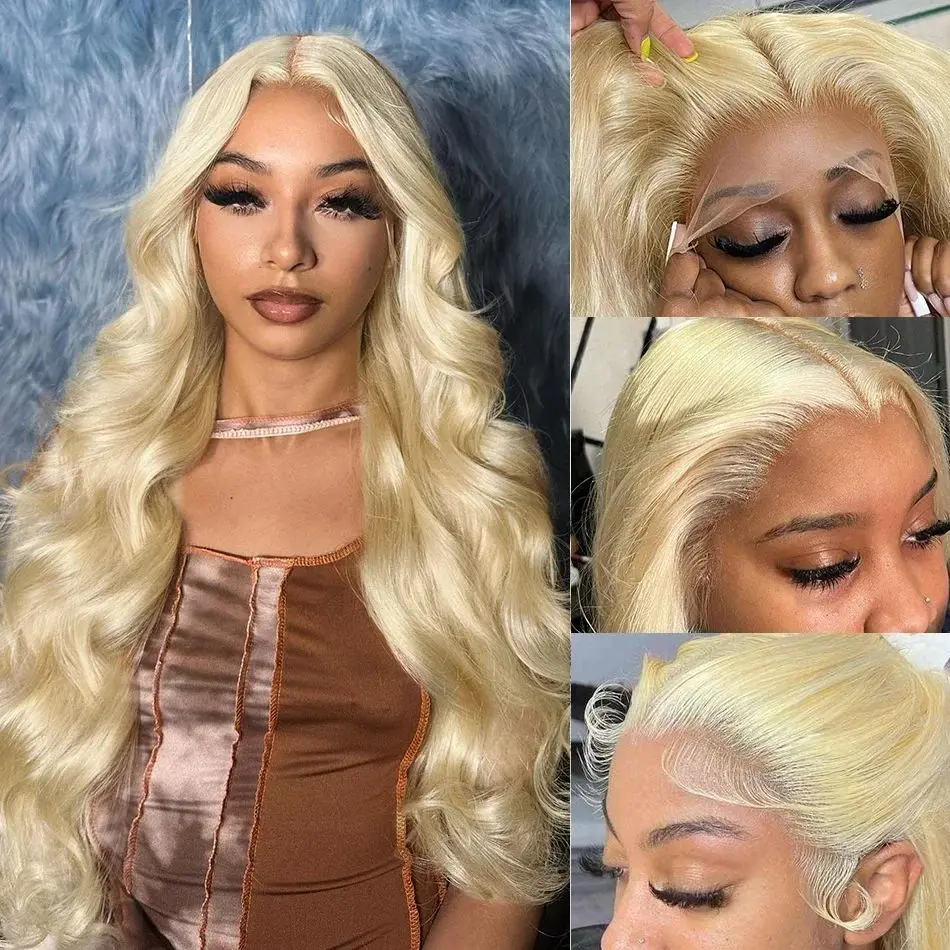 613 Blonde 100% Full Brazilian Body Wave HD Transparent 13x6 Lace Frontal Human Hair Wigs 30 40 Inch 13x4 Pre Plucked For Women