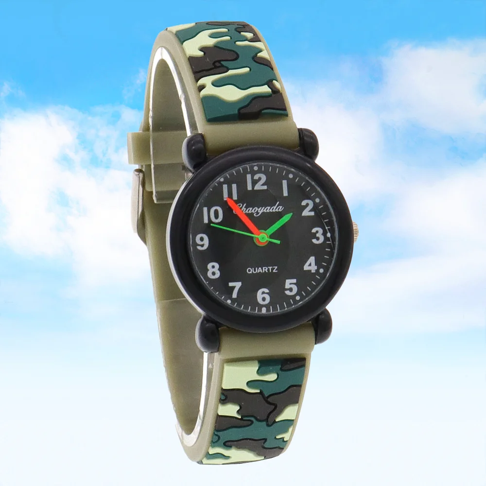 Fashion Camouflage Silicone Strap Quartz Watches for Boys & Girls Waterproof Digital Kids Clocks Cool Students Timepieces