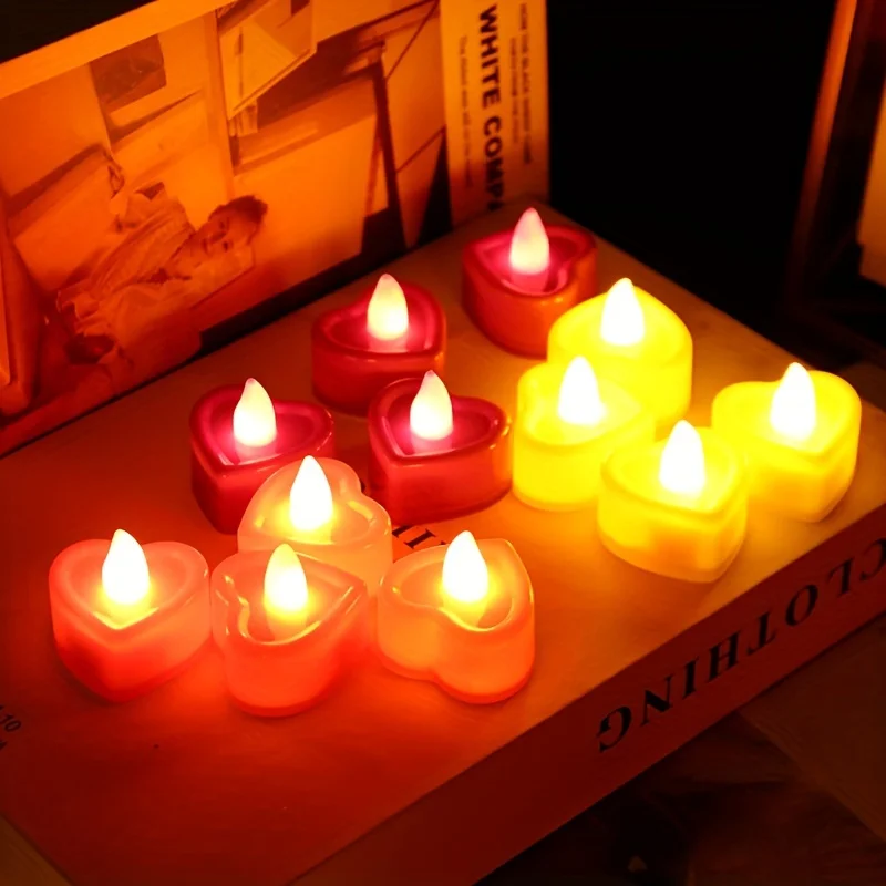 24 PCS Heart-shaped LED ambiance light, especially romantic night Valentine's Day wedding decoration