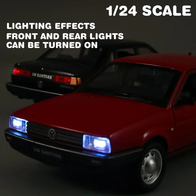 1:24 Volkswagen Santana Alloy Diecast Model Car Sound And Light Gift For Boyfriend Collection Hobbies Present With Kids