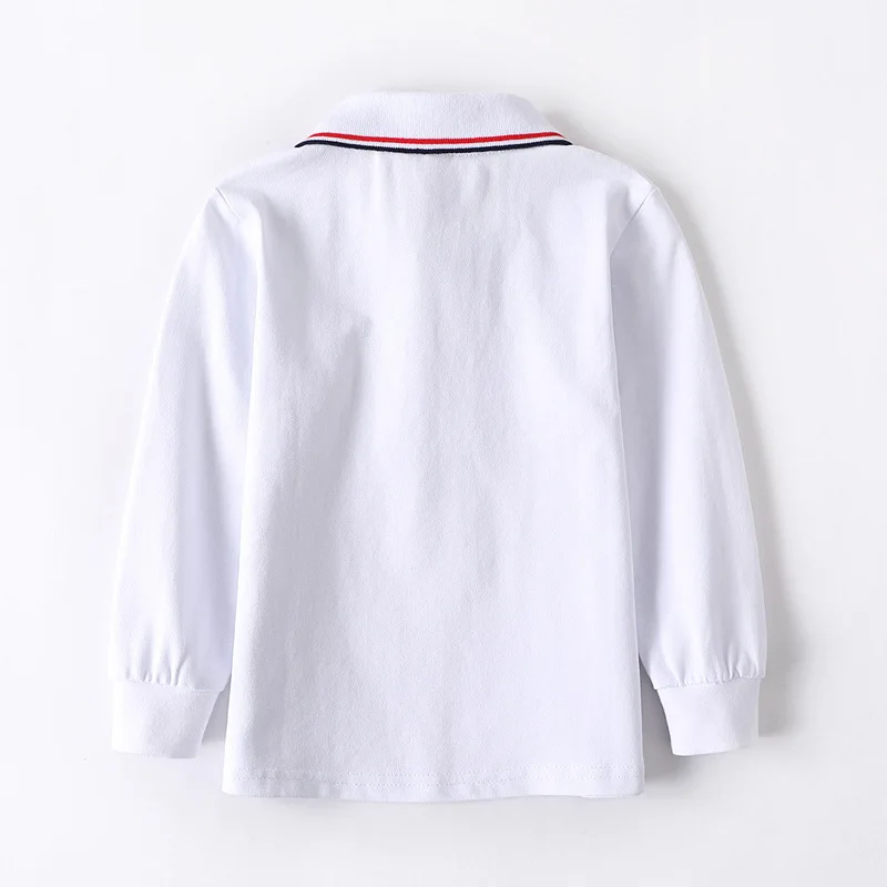 New Spring Children Long Sleeve Tshirts Cotton Primary School Uniform White Turn-down Collar Graduation Costume for Kids Girls