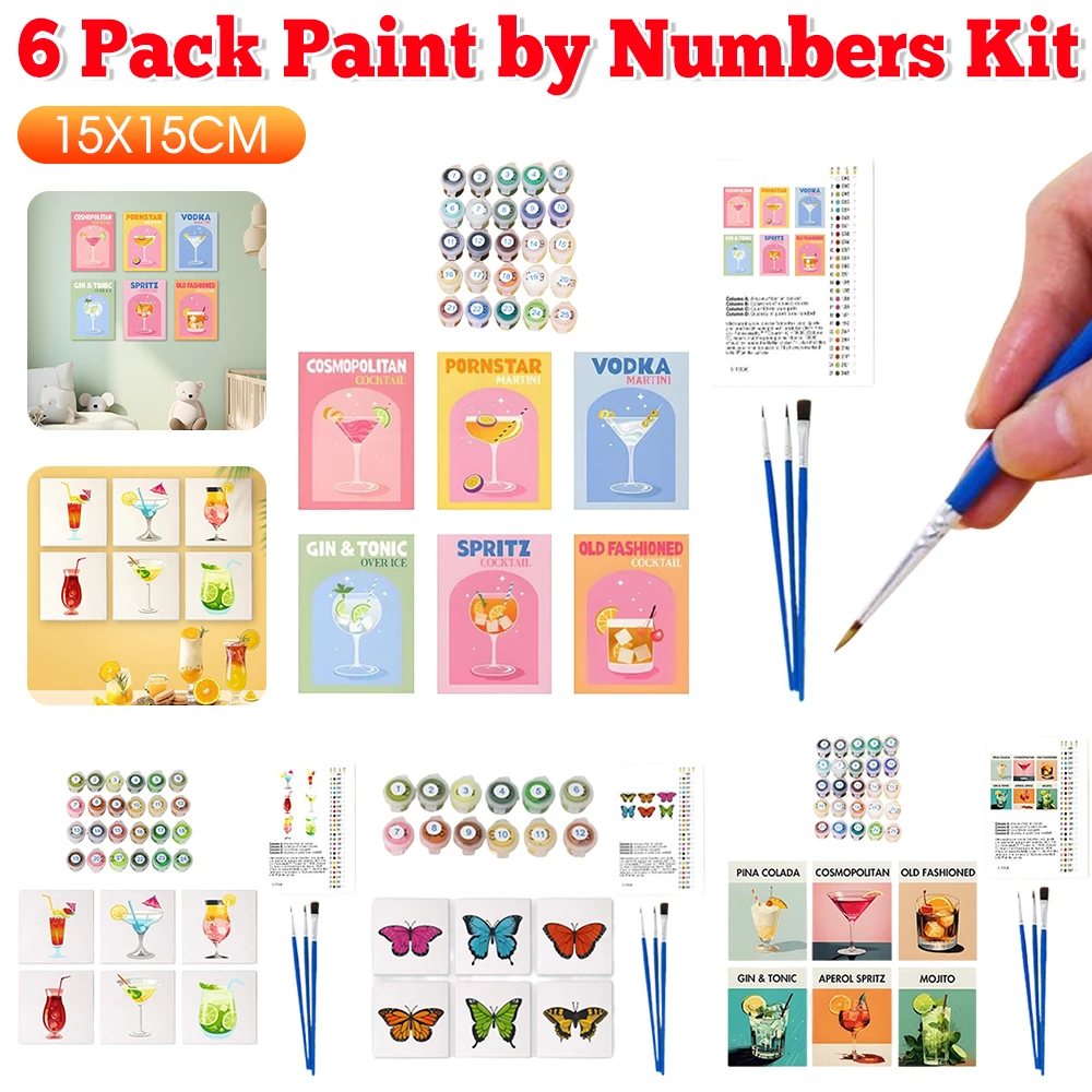 

Наборы для рисования по номерам, акриловые краски, набор для масляной живописи «сделай сам», с кистью для рисования, коктейльная культура, сделай сам, акриловая картина маслом