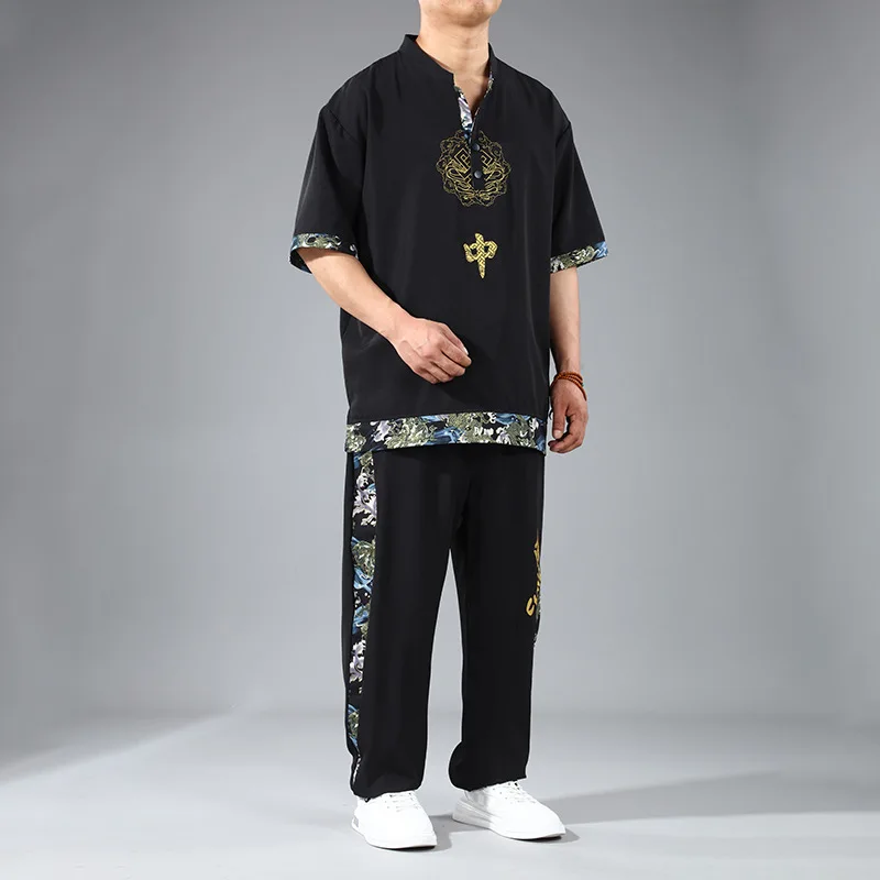 Chinese Tang Suit Men 10XL 12XL Plus Size Tracksuit Fashion Casual Jogger Pants Sweatpants Shorts Suits Male Big Size 12XL