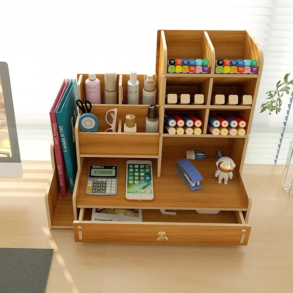 Grande boîte de rangement de cosmétiques, bureau MELLarge, porte-stylo, accessoires de papeterie pour filles, étagères d'organisation