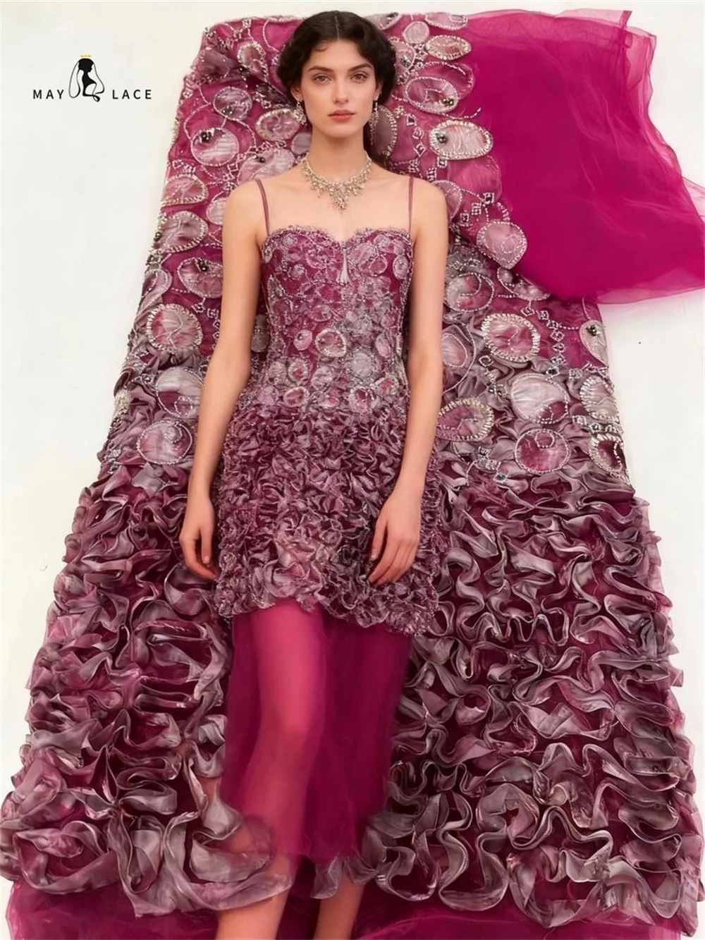 

2025 Luxury French Embroidery 3D Flower Lace Fabric African Nigerian Sequins Lace Fabrics Bead For Wedding Dress Sewing Material