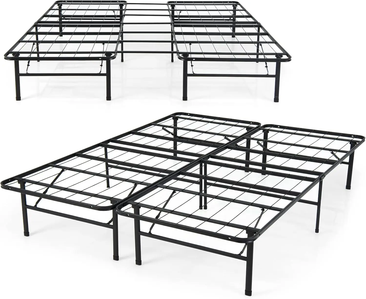 

Folding Metal Platform Bed Frame, 13 Inch Heavy Duty Steel Slat Mattress Foundation with Under-Bed Storage, Tool-Free As
