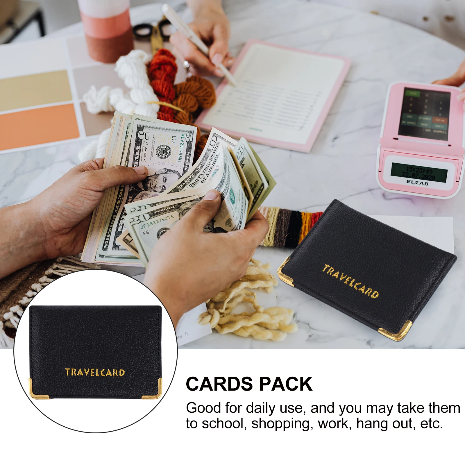 

ID Case Credit Sleeve Bag Wallet Documents Bank Holder Plastic PU Long Use Scratch Resistant Card Storage Daily School