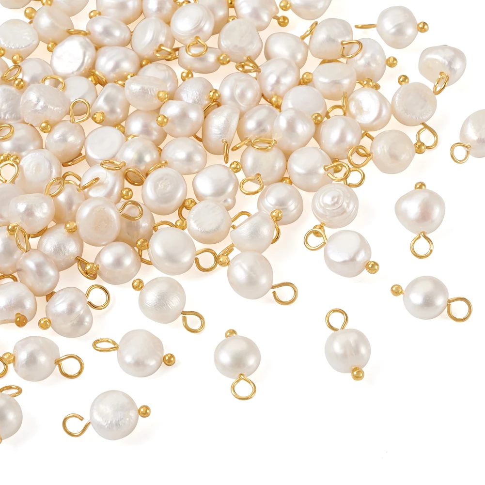 

100pcs Natural Cultured Freshwater Pearl Charms With Brass Ball Head Pins for DIY Necklace Earrings Dangles Accessories