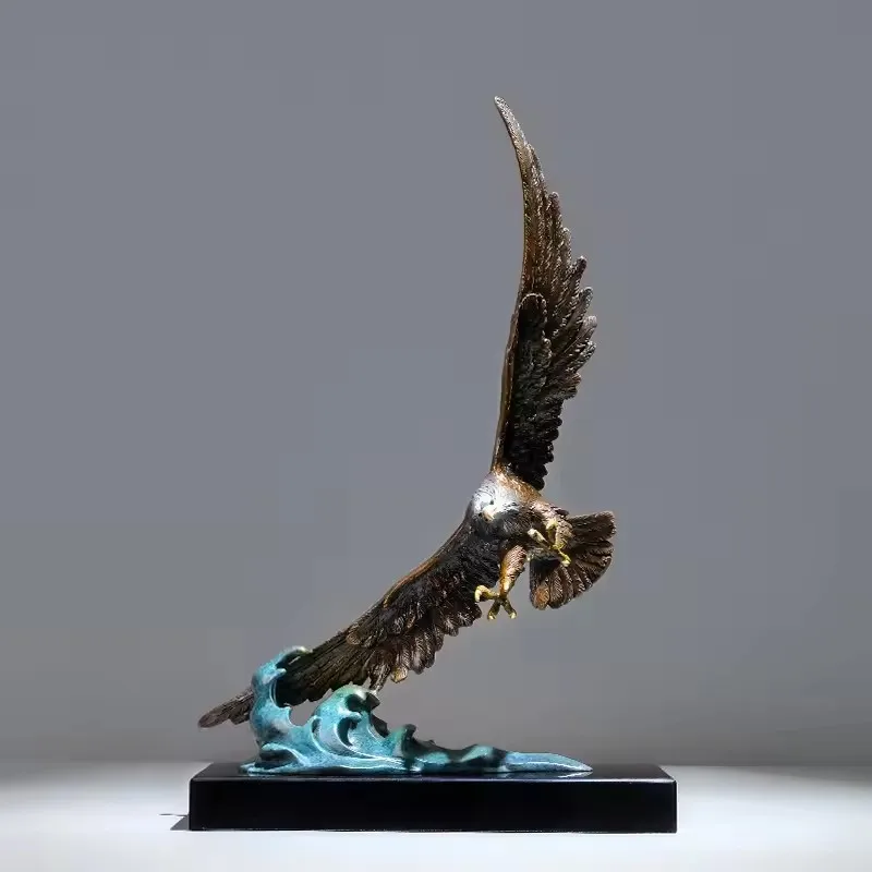 

Bronze Flying Falcon Eagle Statue Figurine Flying Spread Wings Hawk Animal Sculpture Multicolor Gorgeous Home Office Decoration