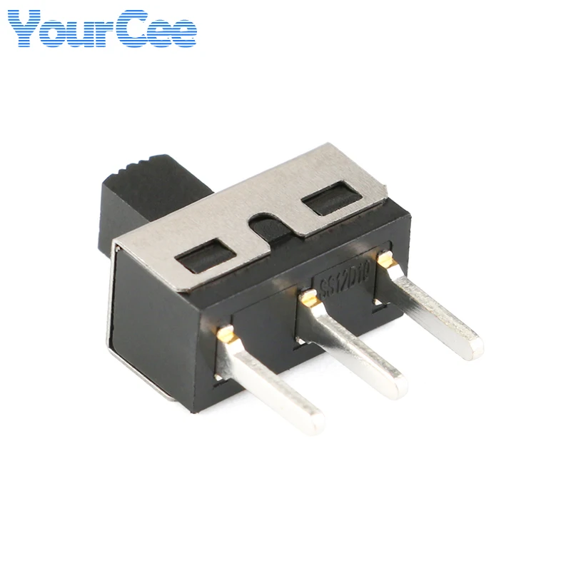 20 sztuk/2 sztuk SS12D10 SS12D06 przełącznik dwupozycyjny 3 piny proste stopy uchwyt wysoki 5mm wygięty 3A 250V przełączniki zasilania odstęp 4.7mm — zdjęcie 4