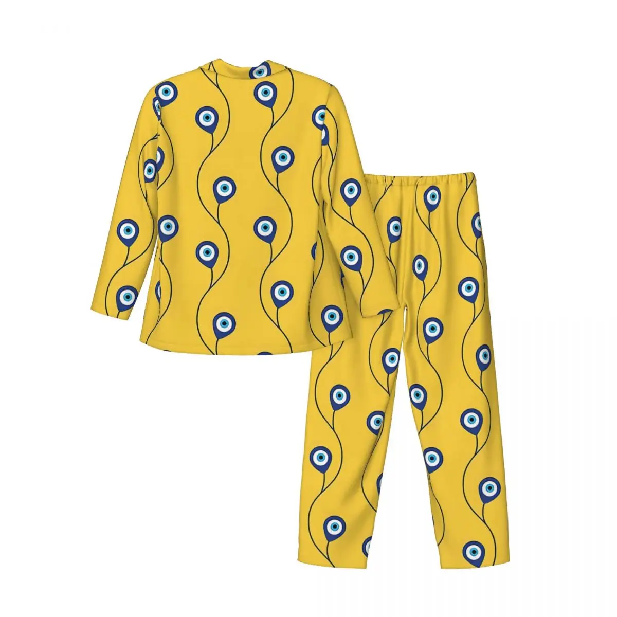 Nazar Evil Eye Nachtkleding Herfst Turkse Eye charme Vintage Oversized Pyjama Set Mannen Lange Mouw Kawaii Dagelijks Aangepaste Nachtkleding