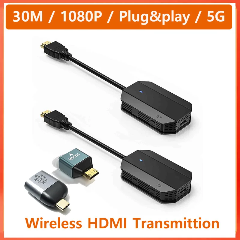 Wireless HDMI Transmitter Receiver 1080P Display Dongle Extender AV Adapter for Laptop TV Projector Monitor