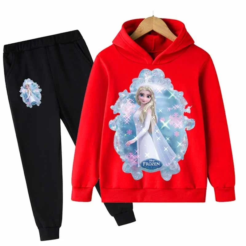 Dzieci Frozen Elsa zestaw dla dzieci nowa dziewczynka odzież codzienna kostium z długim rękawem dla dzieci bluzy z kapturem zestawy odzież dla