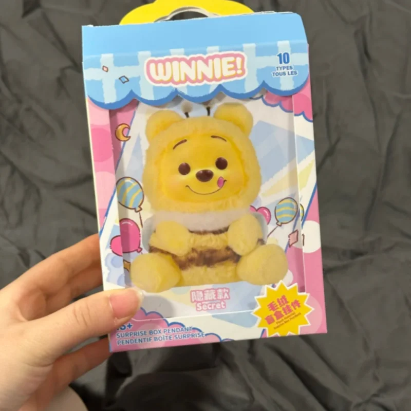 Original winnie the pooh festa impertinente vinil rosto boneca caixa cega bonito inchado estatueta brinquedo colecionável kawaii menina presente de aniversário