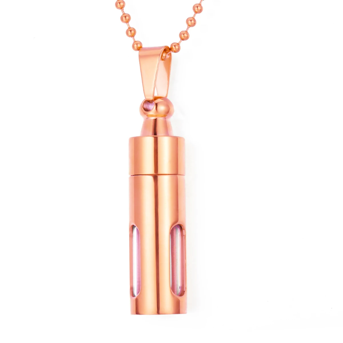 Stainless Steel Pendant Necklace Openable Glass Tube Container Urns Cylinder Cremation Memorial Pendant Necklace Jewelry