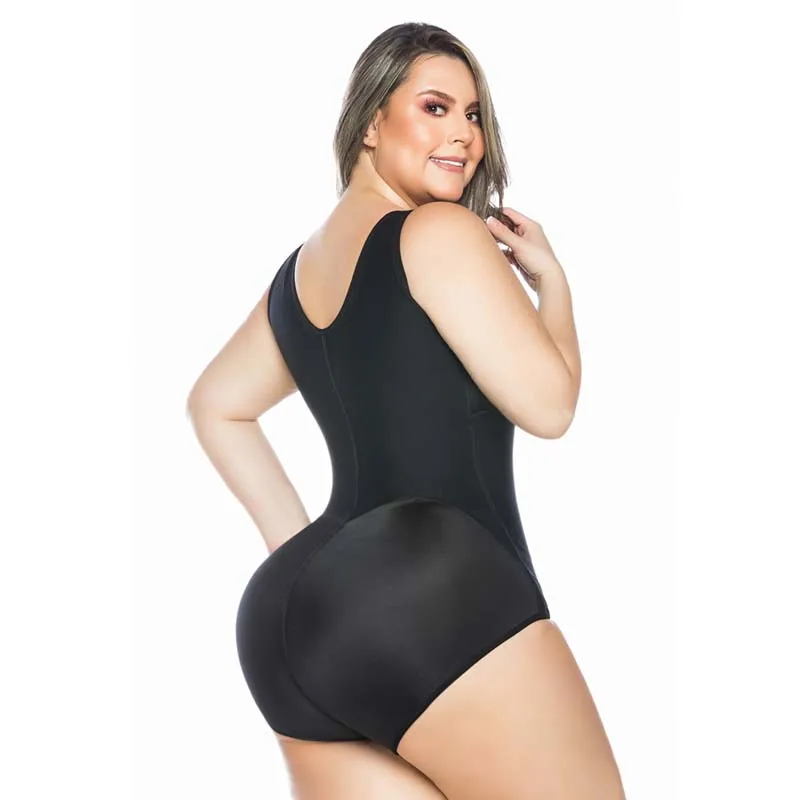 Fajas colombianas moldeadoras สีดำทั้งหมด shapewear ตะขอด้านหน้าปลอกการควบคุมหน้าท้องแบนกระชับสัดส่วนบอดี้สูทคู่เทรนเนอร์เอว