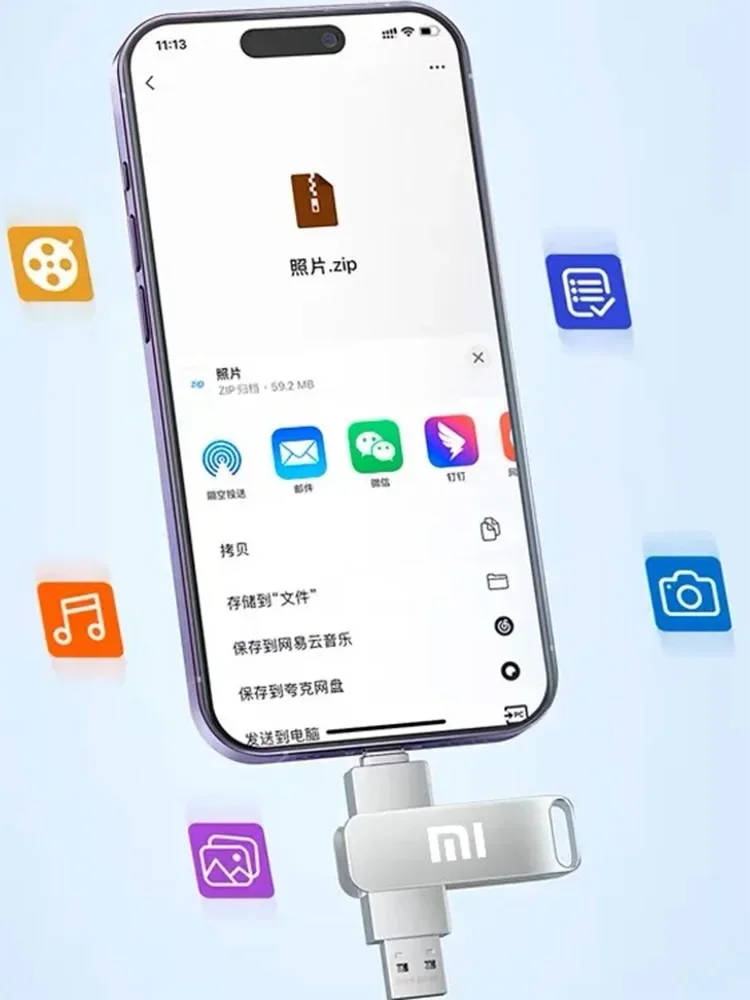 Xiaomi-Clé USB 3.0 en métal haute vitesse, 16 To, 2 To, 512 Go, clé USB étanche de type C pour les reviede stockage d'ordinateur