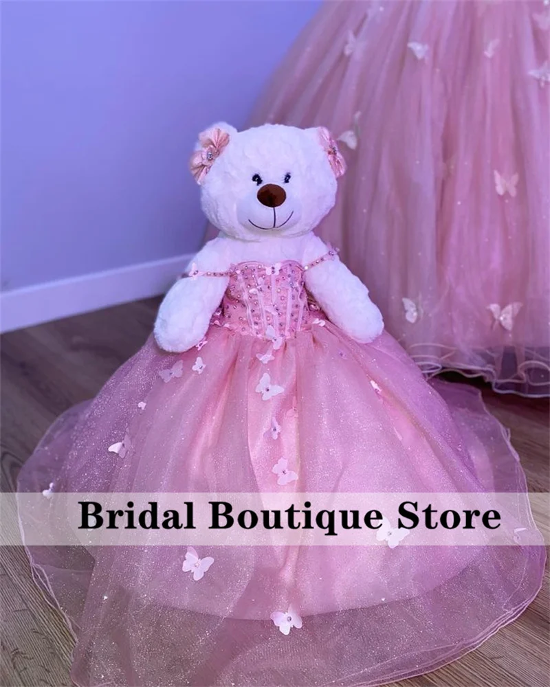 Special Link For Personalized Quinceanera Teddy Bear Dress Sparkly Pink Butterfly Appliques Crystals Beads Bear Not Included