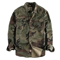 Men's Double Pocket Camo Shirt Men Camouflage Cargo Shirts High Quality Outdoor Hiking Sport Youth Out Wear Shirts