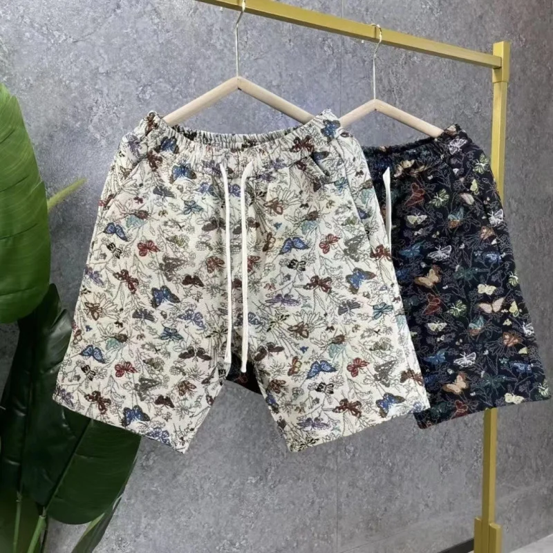 Summer New Casual Butterfly Shorts Men's Loose Elastic Waist Drawstring Five Pants Shorts