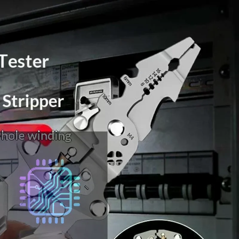 Foldable Wire Stripping Pliers Wide Application Voltage Testing Cable Cutting Crimping Tool for Home & Industrial Use