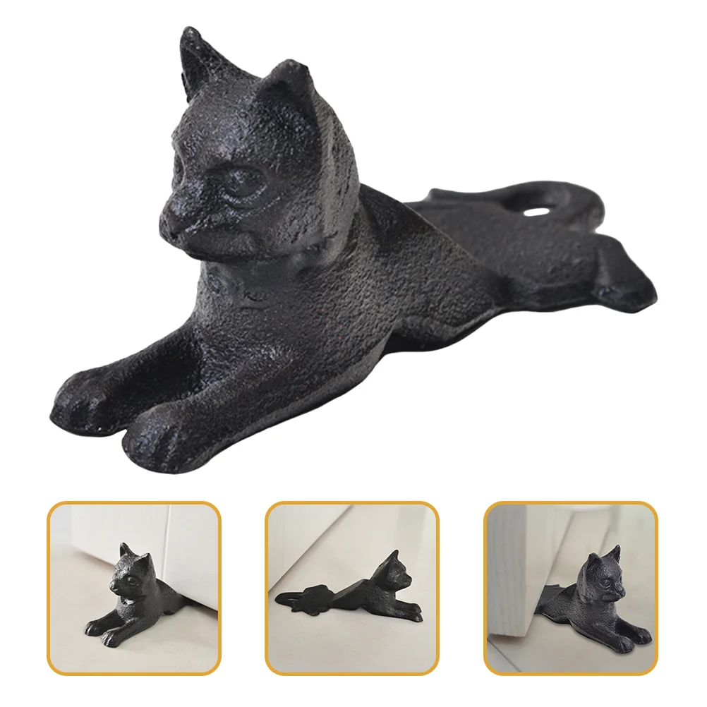 

Wall Door Stop Cast Iron Cat Cabinet Bumpers Protector Christmas Black Wedge Doorstop