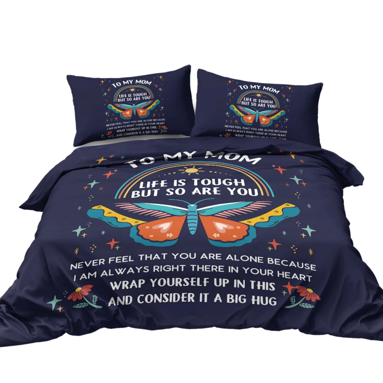 Tough and Inspirational Life Quote Duvet Cover Set - You Are Strong Bedding Sets Letter to Mum Comforter Cover - Unique Gift for