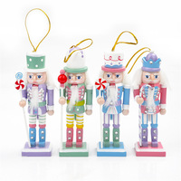 4Pcs Christmas Nutcracker Soldier Doll Ornaments 12.5CM Wood Craft Nutcracker Puppet Desktop Decoration Christmas Tree Pendants