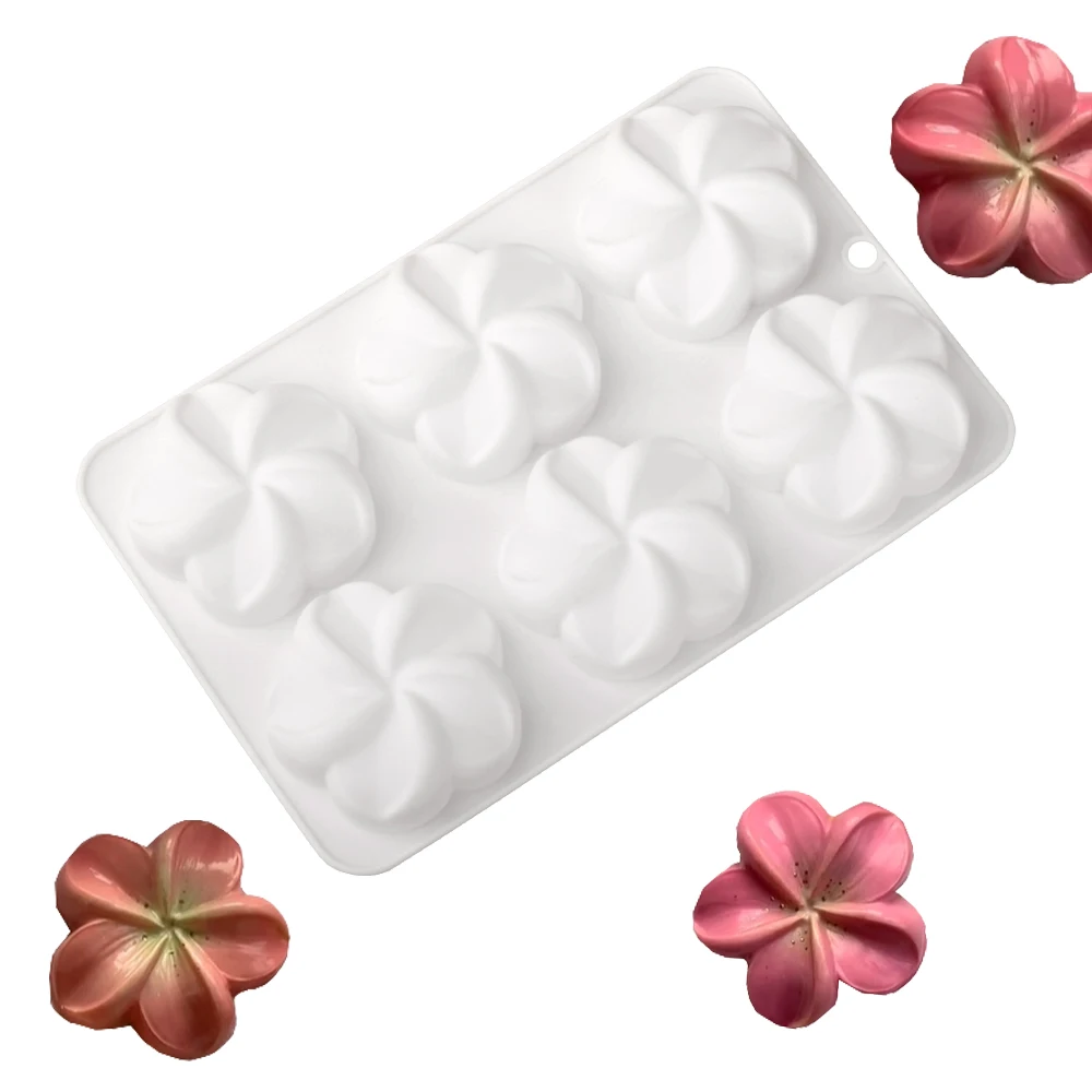 6-Cells Five Petal Flower Shaped Mousse Cake Baking Mold Silicone Cake Mould Chocolate Mold Biscuit Mold Kitchen Bakeware