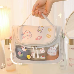 Bolsa de Maquiagem Kawaii para Mulheres, Bonito, Grande, Plástico, Saco de Cosméticos, Coreano, Organizador de Viagem, Sacos De Armazenamento, Portátil, Bolsa Impermeável