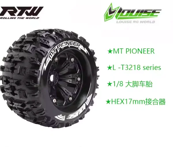 Louise Mt 3.8 Pioneer 1:8 Sport rim Chrome (2) 17mm Traxxas, Hpi / 1/2 Zoll Offset - L-T3218CH L-T3218BH