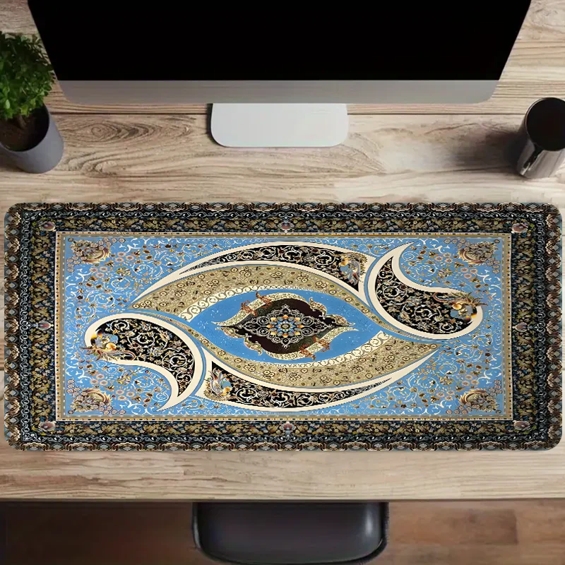 Vintage Oriental Persian Art Mouse Pad Large Non-Slip Rubber Base Desk  with Seamed Edges for Gaming and Office Use