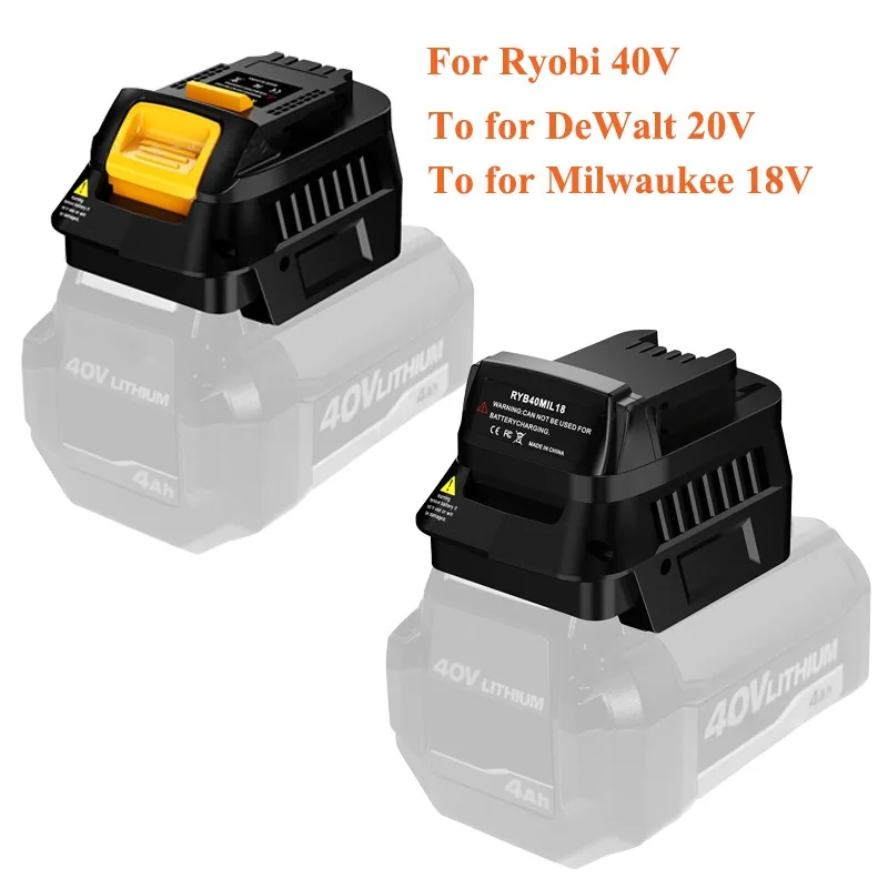 

Battery Adapter RYB40DW20 RYB40MIL18 for Ryobi 40V Li-ion Battery Convert To for DeWalt 20V Battery&To for Milwaukee 18V Battery