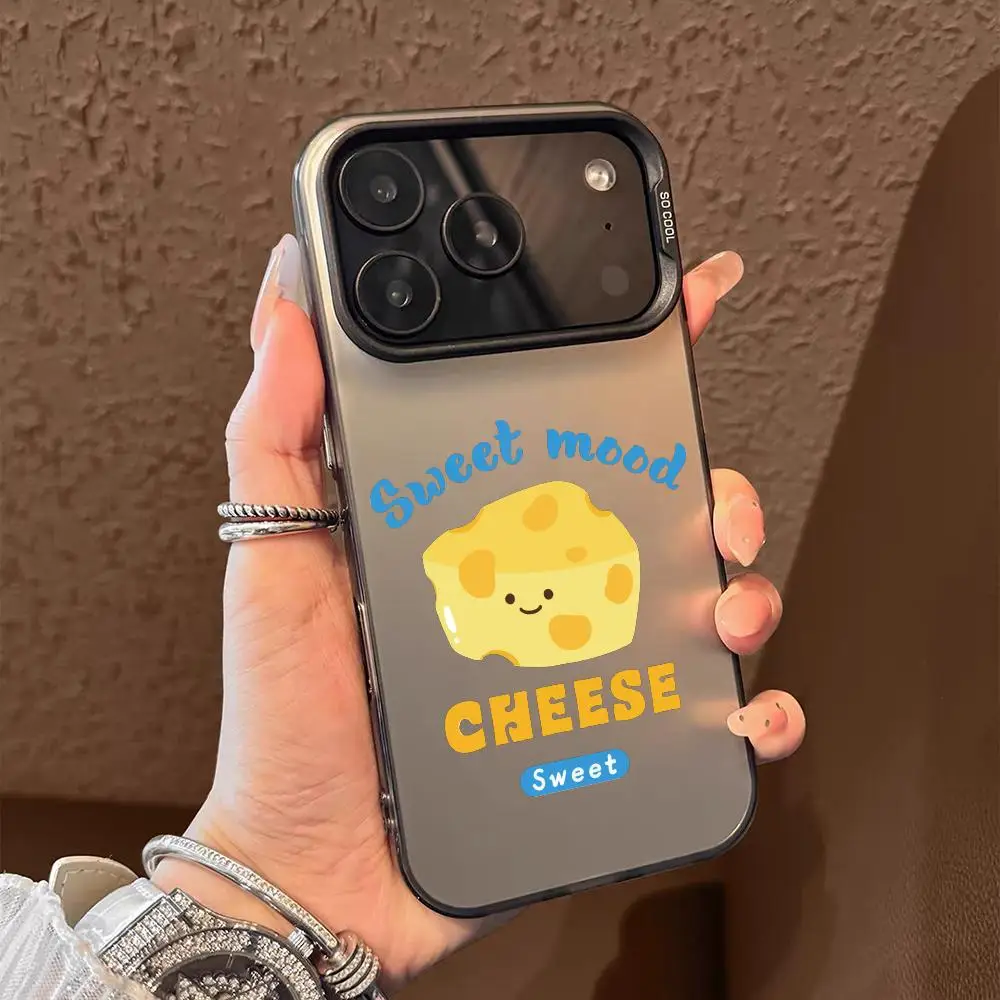 Custodia per telefono con cibo simpatico cartone animato per iPhone 17 16 15 14 13 12 11 Pro Max Nero Viola Opaco Laser Metallico Aurora Funda