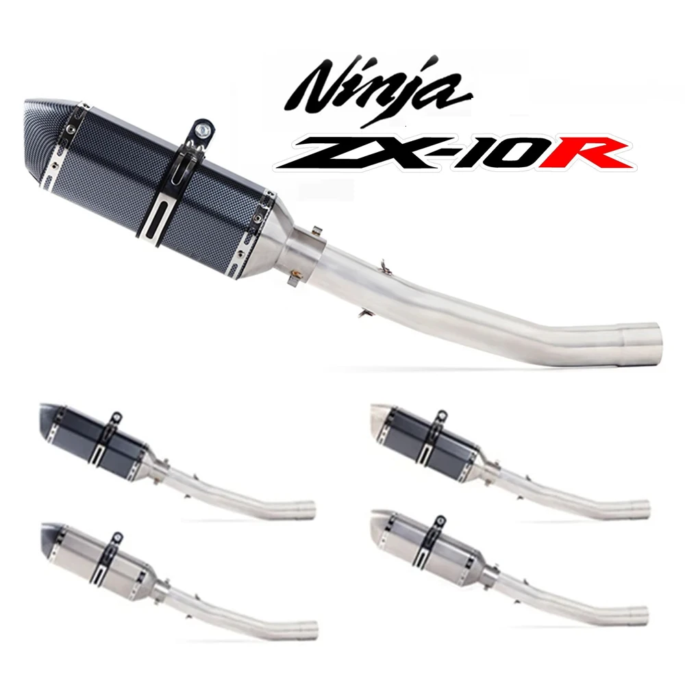 ZX-10R Motorcycle Exhaust Full System Slip On For Kawasaki NIJIA ZX10R Motorcycle Exhaust Muffler Escape Middle Link Mid Pipe