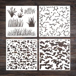 4Pcs/Lot 30cm Camouflage Tile DIY Layering Stencils Wall Painting Scrapbook Coloring Embossing Album Decorative Template