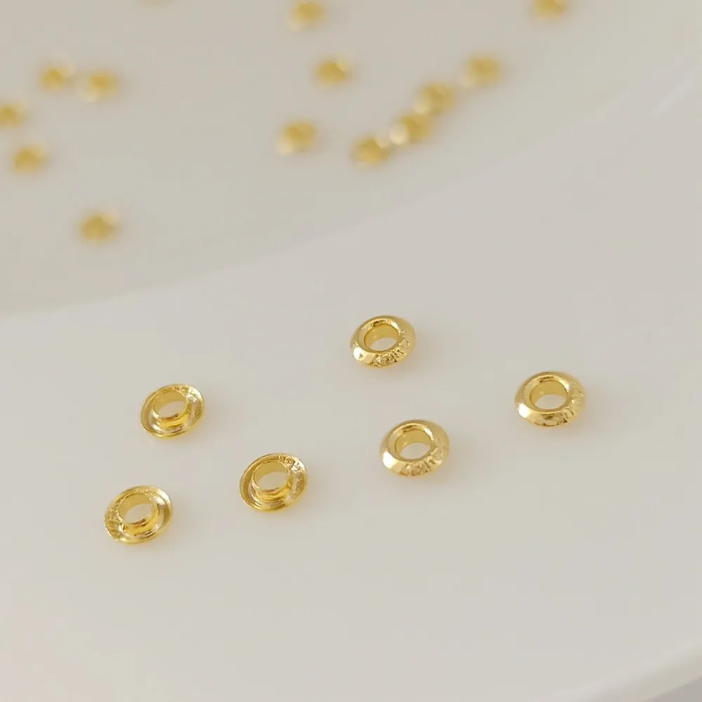 Copper-clad Gold Large-hole Pearl Patch with Steel Stamp Anti-wear Plug, Road-through Bead Hole Support Diy Jewelry